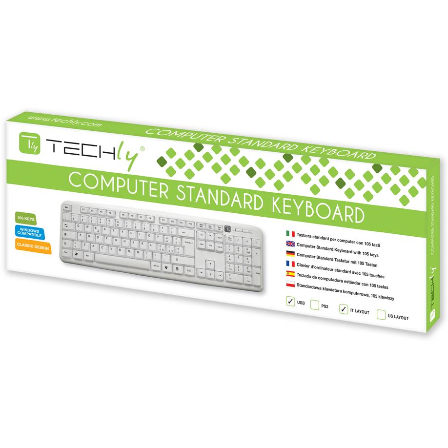 Tastiera 105 tasti USB Standard, colore Bianco