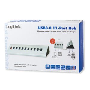 Hub USB3.0 11 Porte in Alluminio con Ricarica Veloce