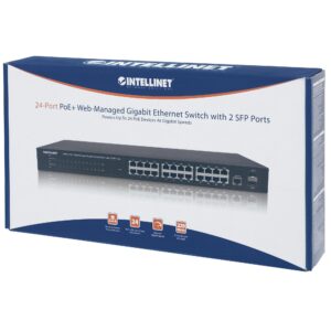 Switch 24 Porte PoE Web-Managed Gigabit Ethernet con 2 Porte SFP