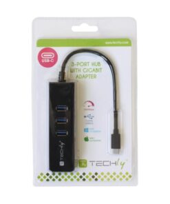 Adattatore Convertitore USB3.0 Ethernet Gigabit con Hub 3 porte