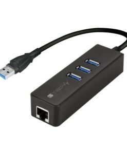 Adattatore Convertitore USB3.0 Ethernet Gigabit con Hub 3 porte