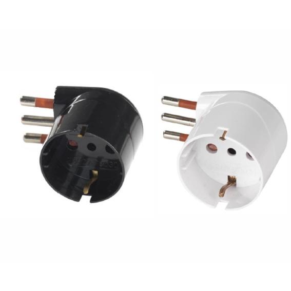Adattatore Spina 10A Presa Schuko Angolata 250V Nero
