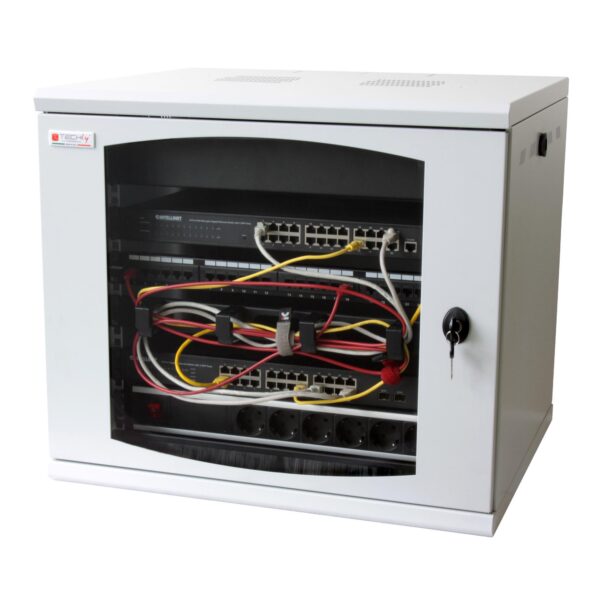 Armadio Rack 19'' a muro 13 unità sezione unica prof. 500mm Grigio