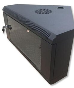 Armadio Rack Angolare 19'' a Muro 9U P.600 Porta a Vetro Nero