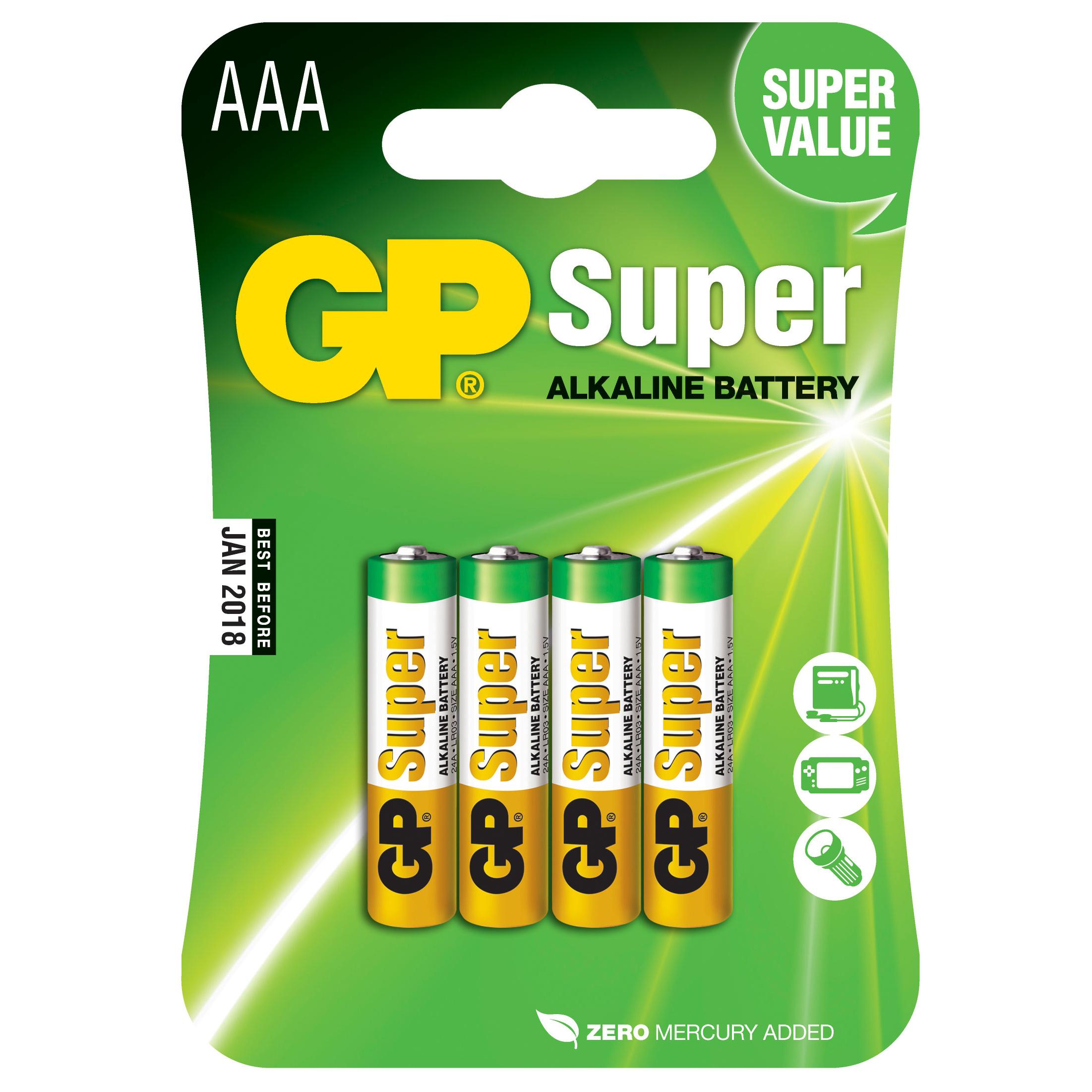 Blister 4 Batterie AAA Mini Stilo GP Super