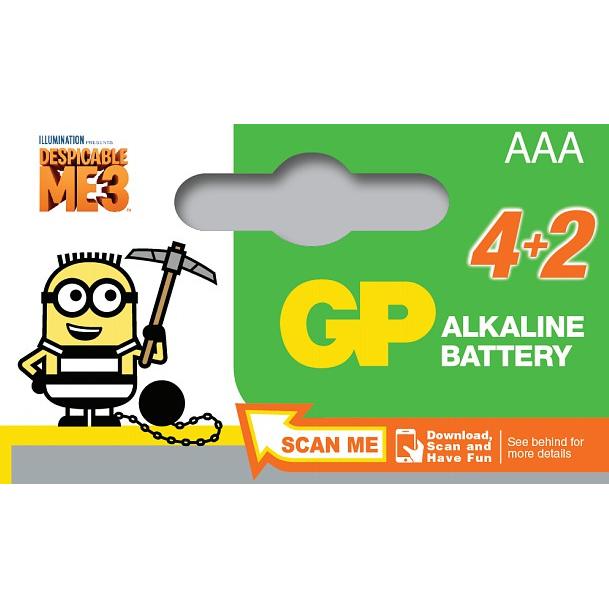 Blister 4+2 Batterie Alcaline AA Stilo GP Minions