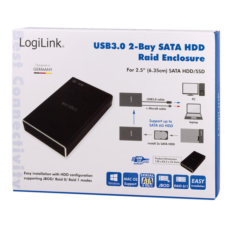 Box Esterno 2x HDD/SSD 2.5'' da SATA a USB 3.0