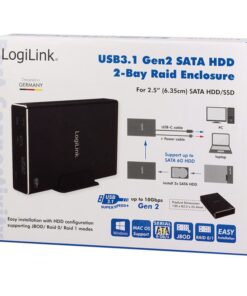 Box Esterno 2x HDD/SSD 2.5'' da SATA a USB 3.1 Gen.2