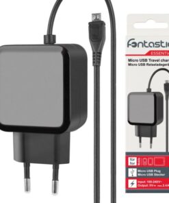 Caricatore con Cavo MicroUSB 2,4A Spina Europea 2 pin Nero