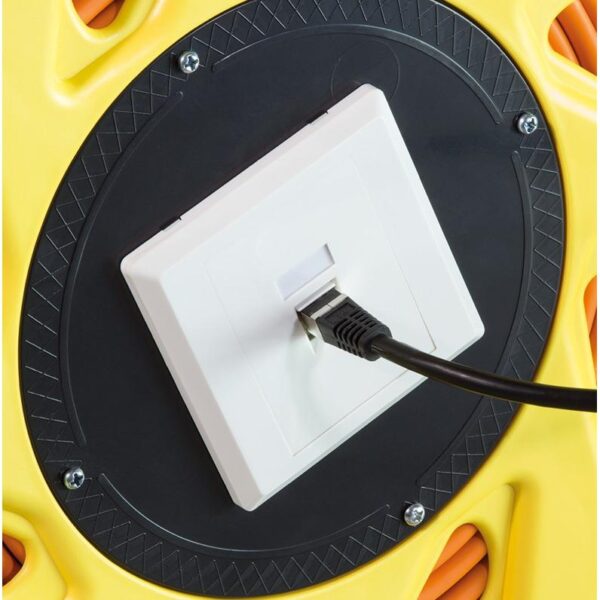 Cavo Patch Cat7A Plug RJ45 6A S/FTP LSZH con Avvolgicavo 90m Arancione