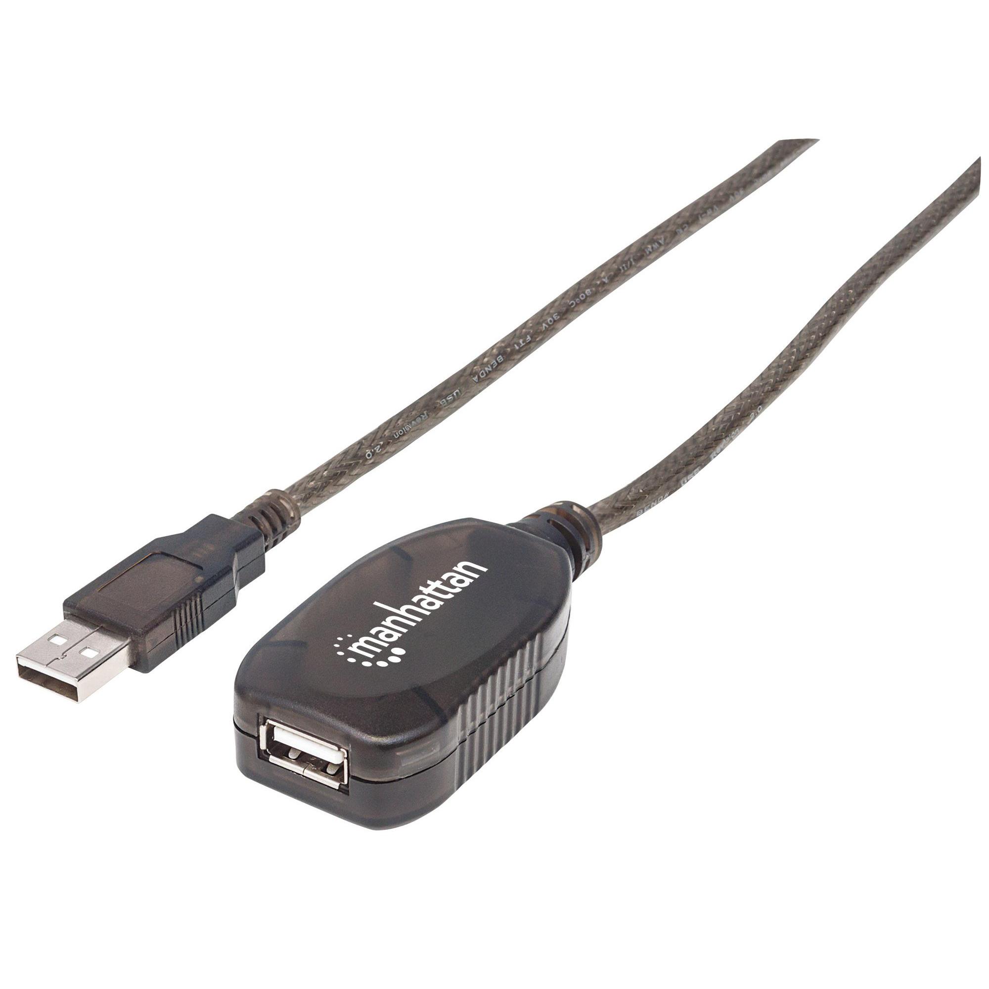 Cavo Prolunga Attivo USB 2.0 Hi-Speed A M / A F 15m Nero