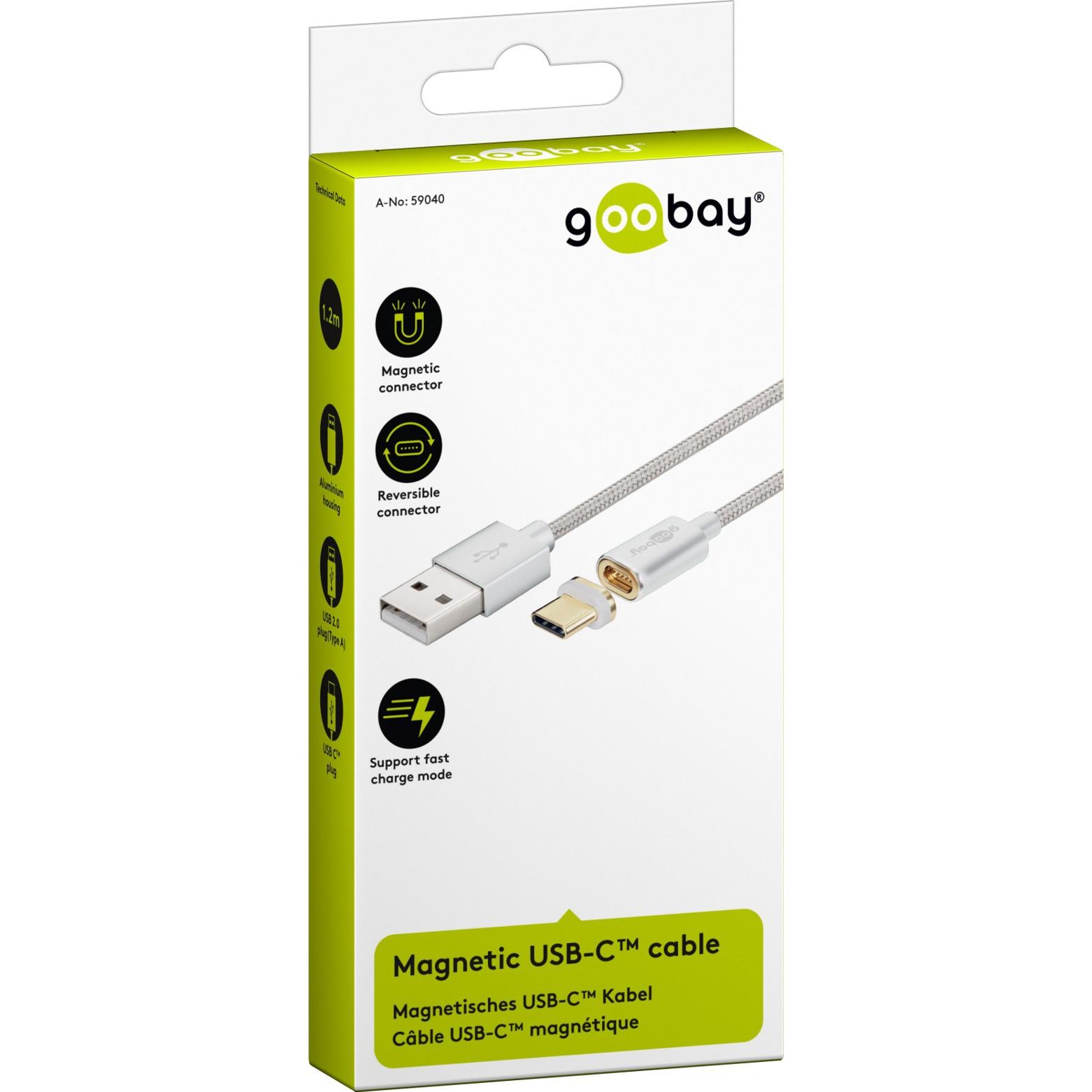 Cavo USB A / USB-C Magnetico 1.2m Grigio