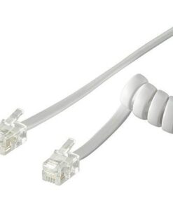 Cavo telefonico spiralato 4 mt RJ10 4P4C Bianco