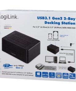 Docking Station USB3.1 Gen2 Doppio Slot HDD/SSD SATA da 2.5''/3.5'' Nero