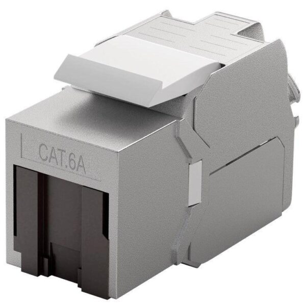 Frutto Keystone RJ45 Cat.6A STP con Otturatore Nero