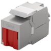 Frutto Keystone RJ45 Cat.6A STP con Otturatore Rosso
