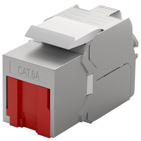 Frutto Keystone RJ45 Cat.6A STP con Otturatore Rosso