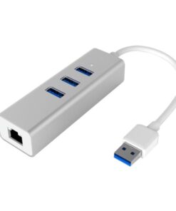 Hub 3 porte USB3.0 con Ethernet LAN 1Gigabit e adattatore USB-C