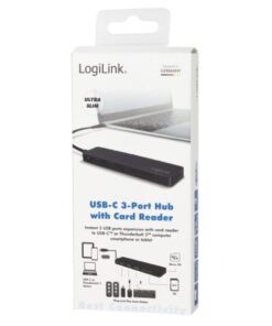 Hub USB-C SuperSpeed 3 Porte USB3.0 A Femmina con Card Reader Nero