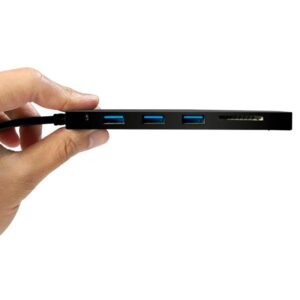 Hub USB-C SuperSpeed 3 Porte USB3.0 A Femmina con Card Reader Nero