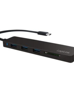 Hub USB-C SuperSpeed 3 Porte USB3.0 A Femmina con Card Reader Nero