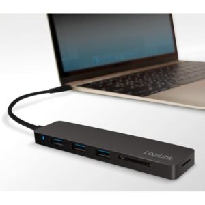 Hub USB-C SuperSpeed 3 Porte USB3.0 A Femmina con Card Reader Nero