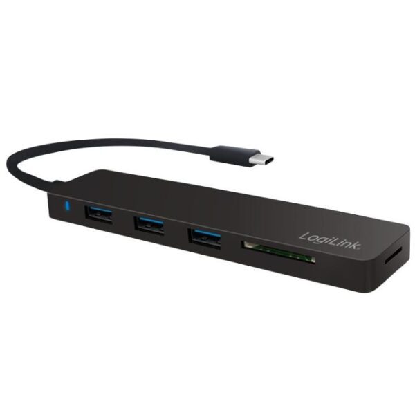 Hub USB-C SuperSpeed 3 Porte USB3.0 A Femmina con Card Reader Nero