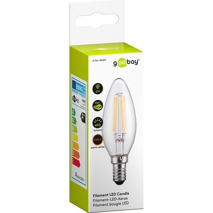 Lampada LED Candela E14 Bianco Caldo 4W Filamento A++