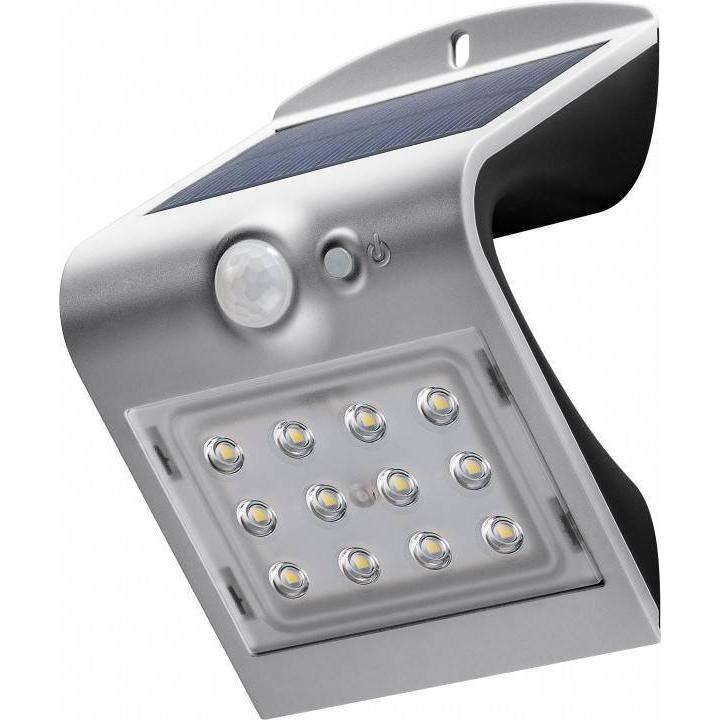 Lampada LED Solare a Muro 1,5W IP65 Sensore di Movimento Silver