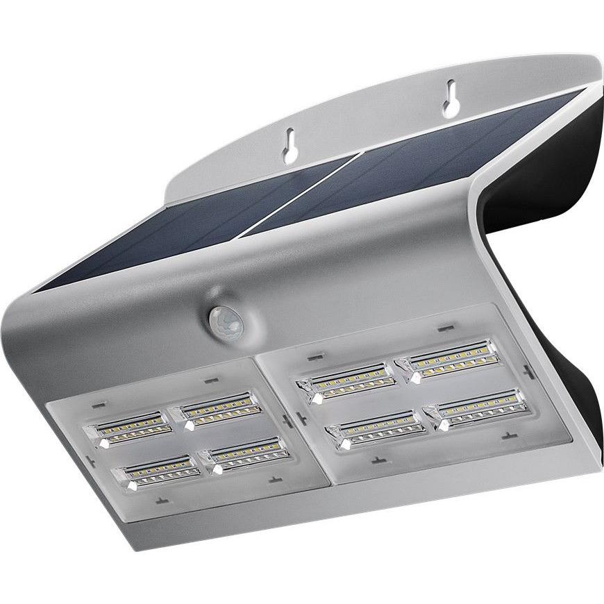 Lampada LED Solare a Muro 6,8W IP65 Sensore di Movimento Silver