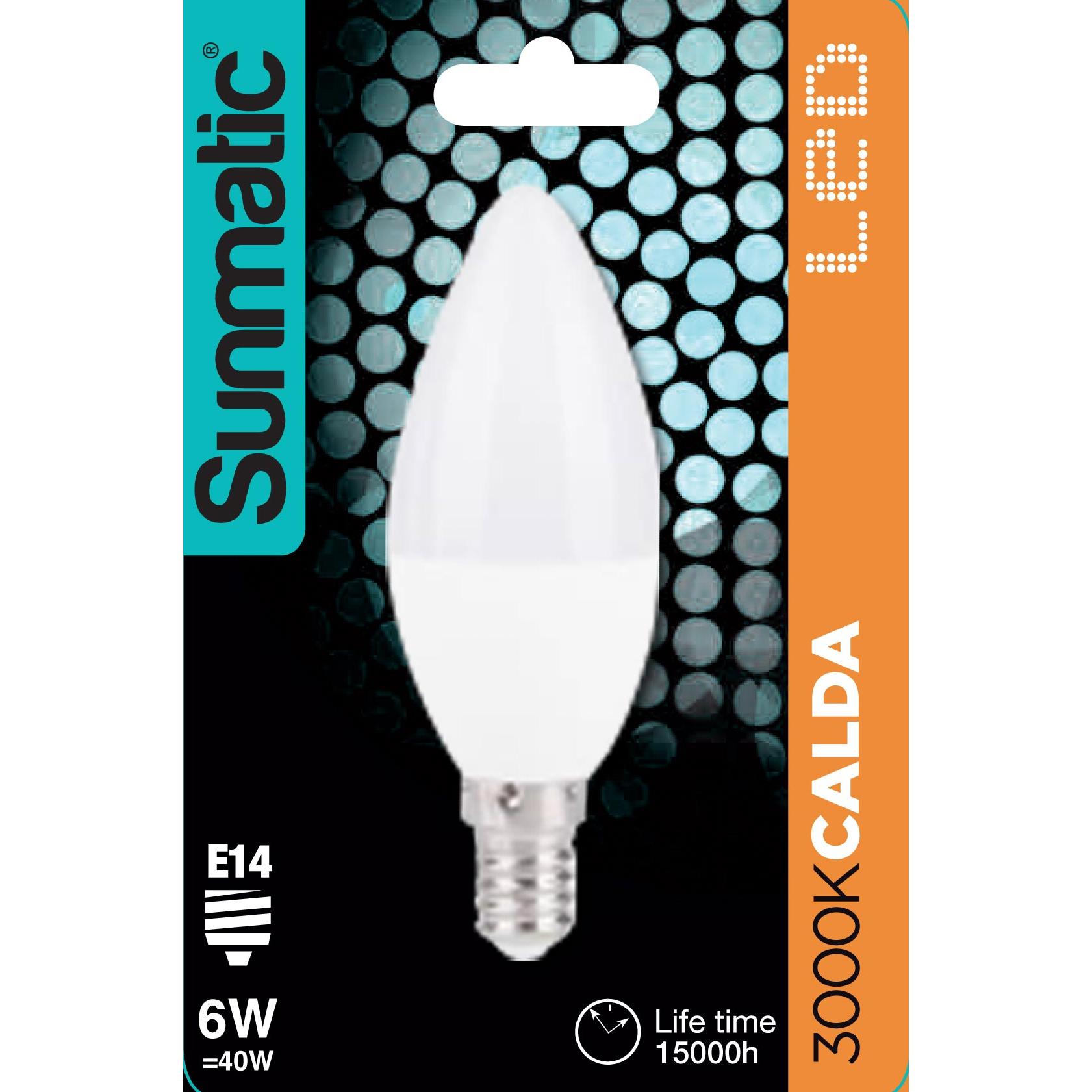 Lampadina LED E14 Bianco Caldo 6W 480lm Candela Classe A+