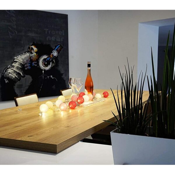 Luci LED Decorative a Batteria Palline Bianco/Rosa di Cotone A++