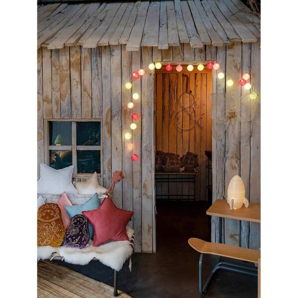 Luci LED Decorative a Batteria Palline Bianco/Rosa di Cotone A++