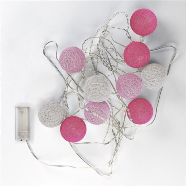 Luci LED Decorative a Batteria Palline Bianco/Rosa di Cotone A++