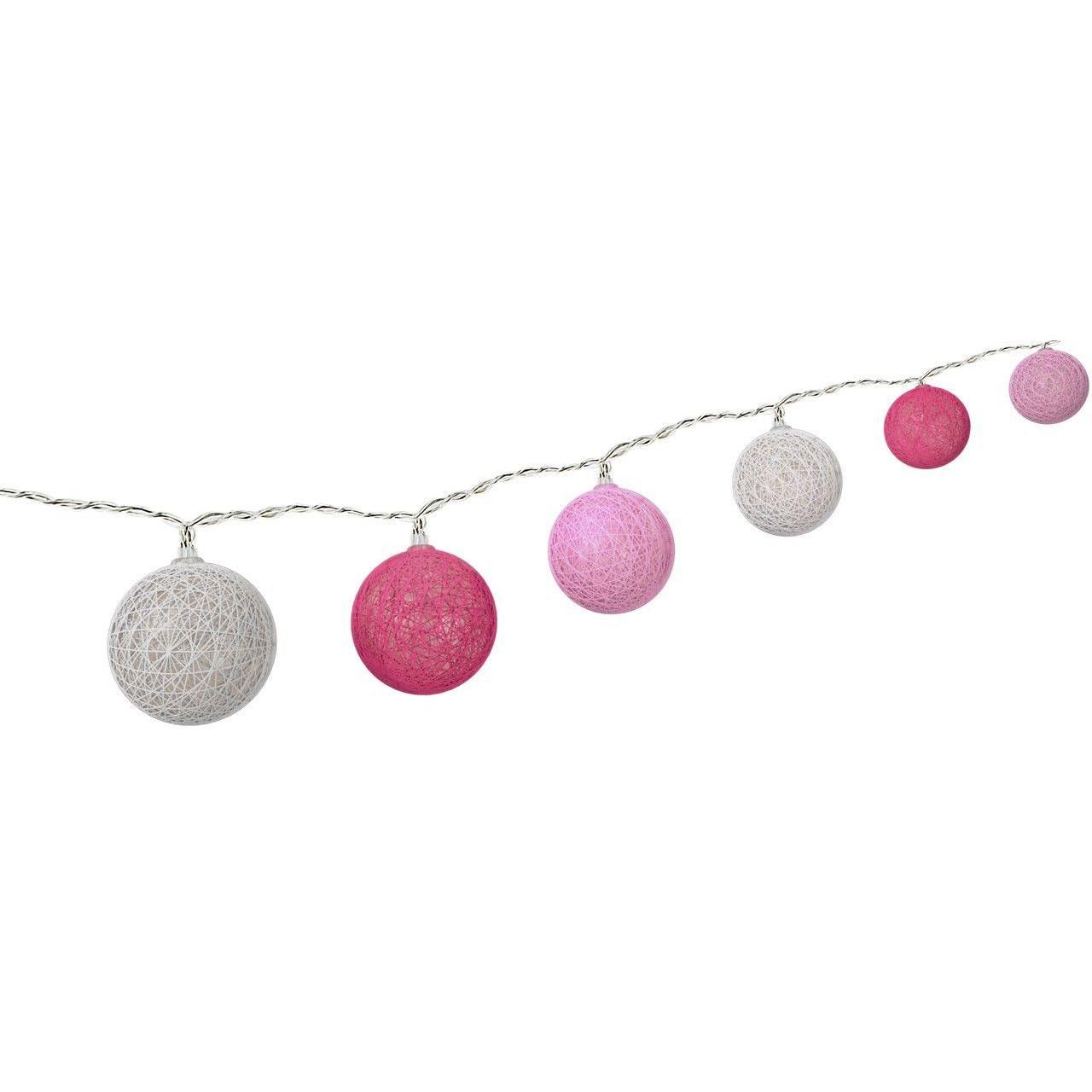Luci LED Decorative a Batteria Palline Bianco/Rosa di Cotone A++