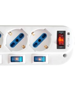 Multipresa 5 Posti Bipasso con Interruttori indipendenti e protezione da sovraccarico