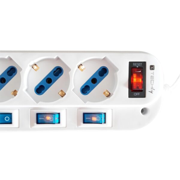 Multipresa 5 Posti Bipasso con Interruttori indipendenti e protezione da sovraccarico