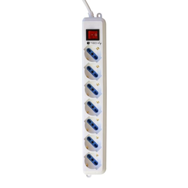 Multipresa 7 Posti Italiana Bipasso con Spina VDE Bianca