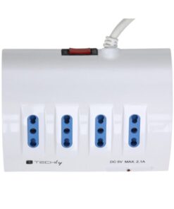 Multipresa da Tavolo 4 prese Italiane Bipasso 2 Schuko e 2 USB Bianca
