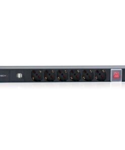 Multipresa per rack 19'' 6 posti con interruttore e 2 prese USB 1 U