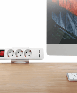 Organizer da scrivania per cavi e prese multiple con morsetto di fissaggio