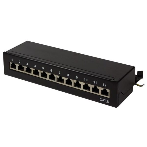 Pannello Patch 12 Posti Cat6 STP Nero