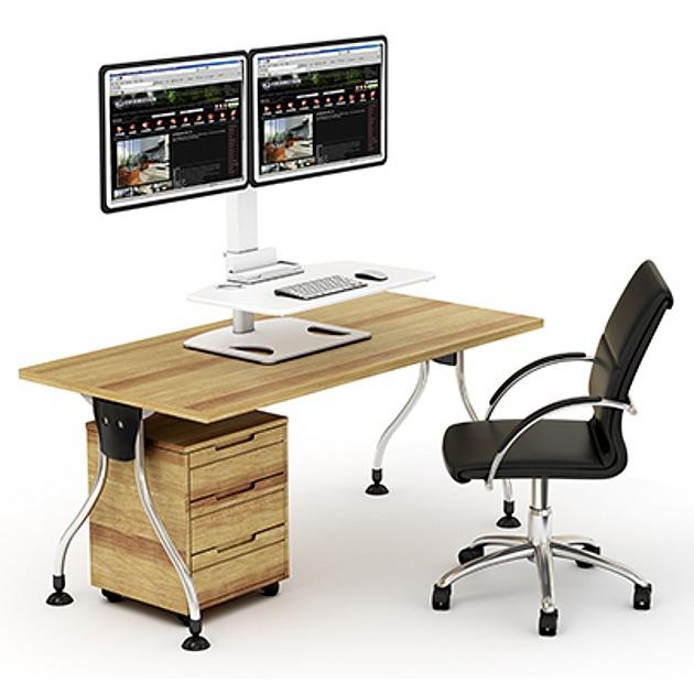 Postazione di lavoro da scrivania per postura seduta/eretta con supporto monitor