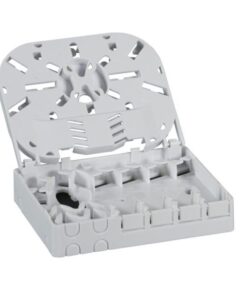 Scatola di connessione indoor FTTH per 4 fibre, 4 adattatori, per guida DIN