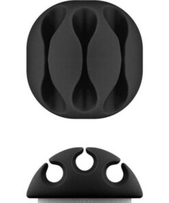 Set 4 Fermacavo da Scrivania a tre posti Nero