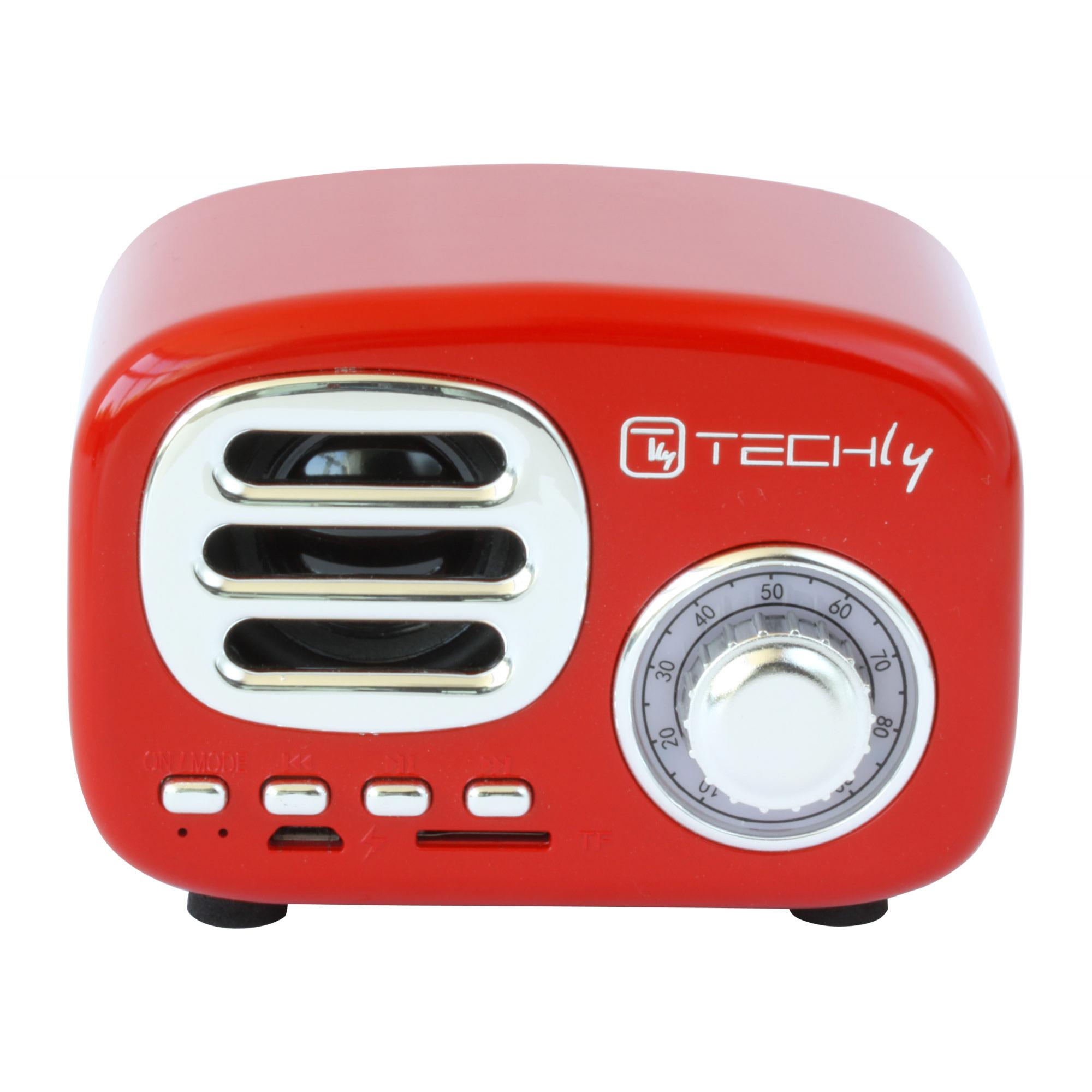 Speaker Bluetooth Wireless, Design Radio Classico, rosso