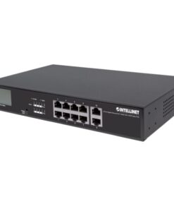 Switch Gigabit Ethernet PoE+ 8 porte con 2 porte RJ45 Uplink e display LCD