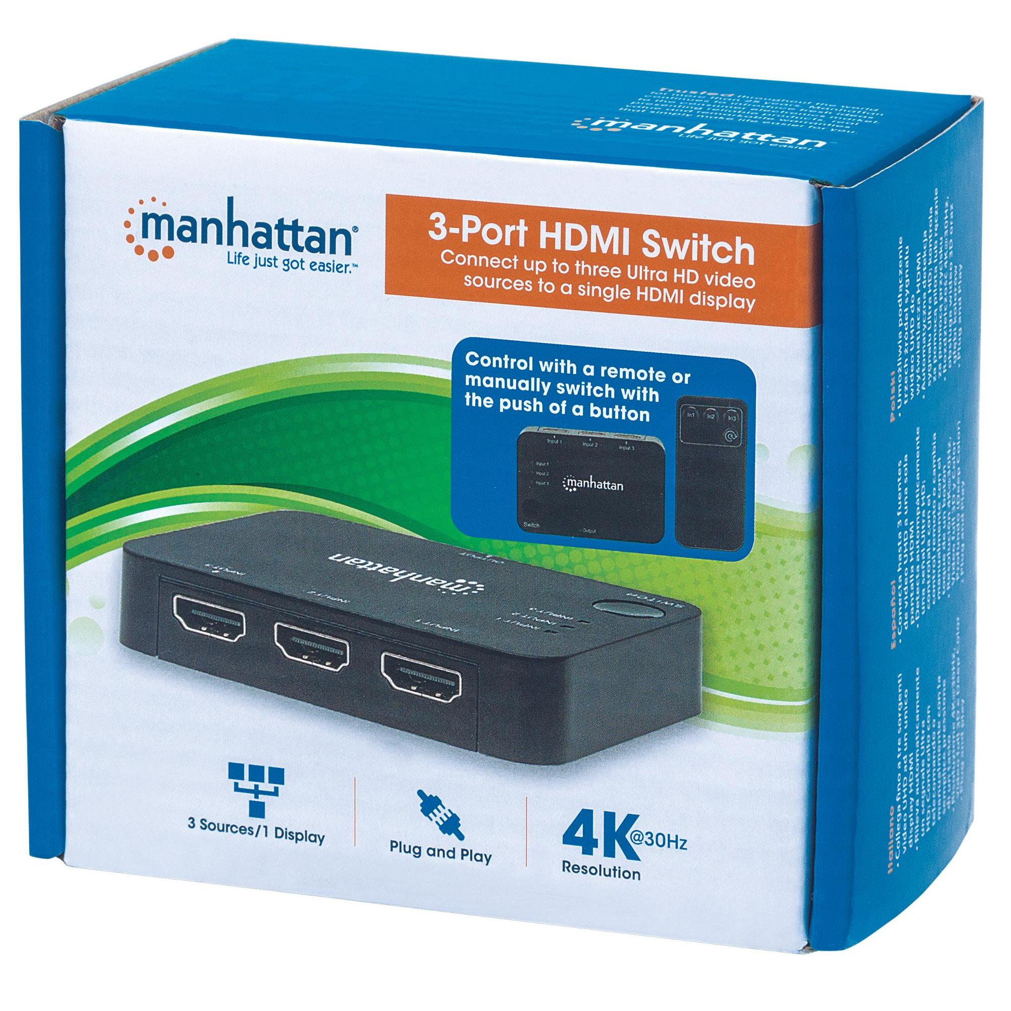 Switch HDMI1.4 4K UHD 3D a 3 porte con Telecomando