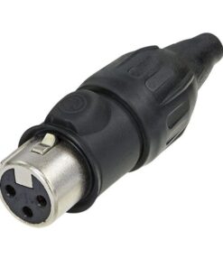 XLR 3p. Connector Female TOP Contatti dorati, alloggiamento in acciaio nero