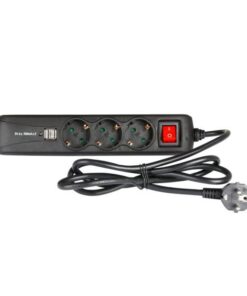 Adam Hall Accessories 8747 S 3 USB - Ciabatta a 3 prese con interruttore e 2 prese di ricarica USB